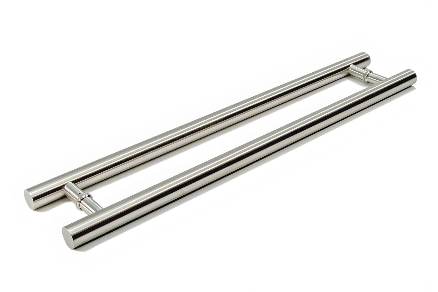 24 Inches Long Back-to-Back Modern Stainless Steel Push Pull Door Handles Brush Nickel Satin Finish, Front Door Handle for Interior Exterior Home Bedroom Bathroom Patio Office Doors, Cylindrical Bar