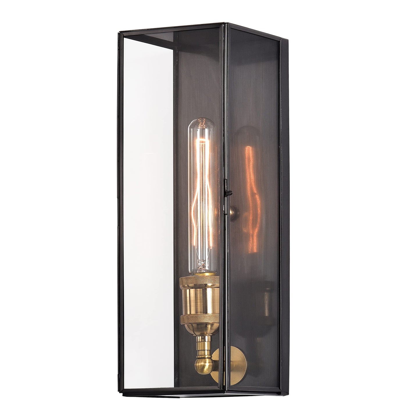 c cattleya Solid Brass Outdoor Wall Lantern Sconce Exterior Porch Lamp with Tempered Glass, Rectangular Waterproof Wall Lighting Outdoor Sconces for House Patio Yard Front Porch Garage