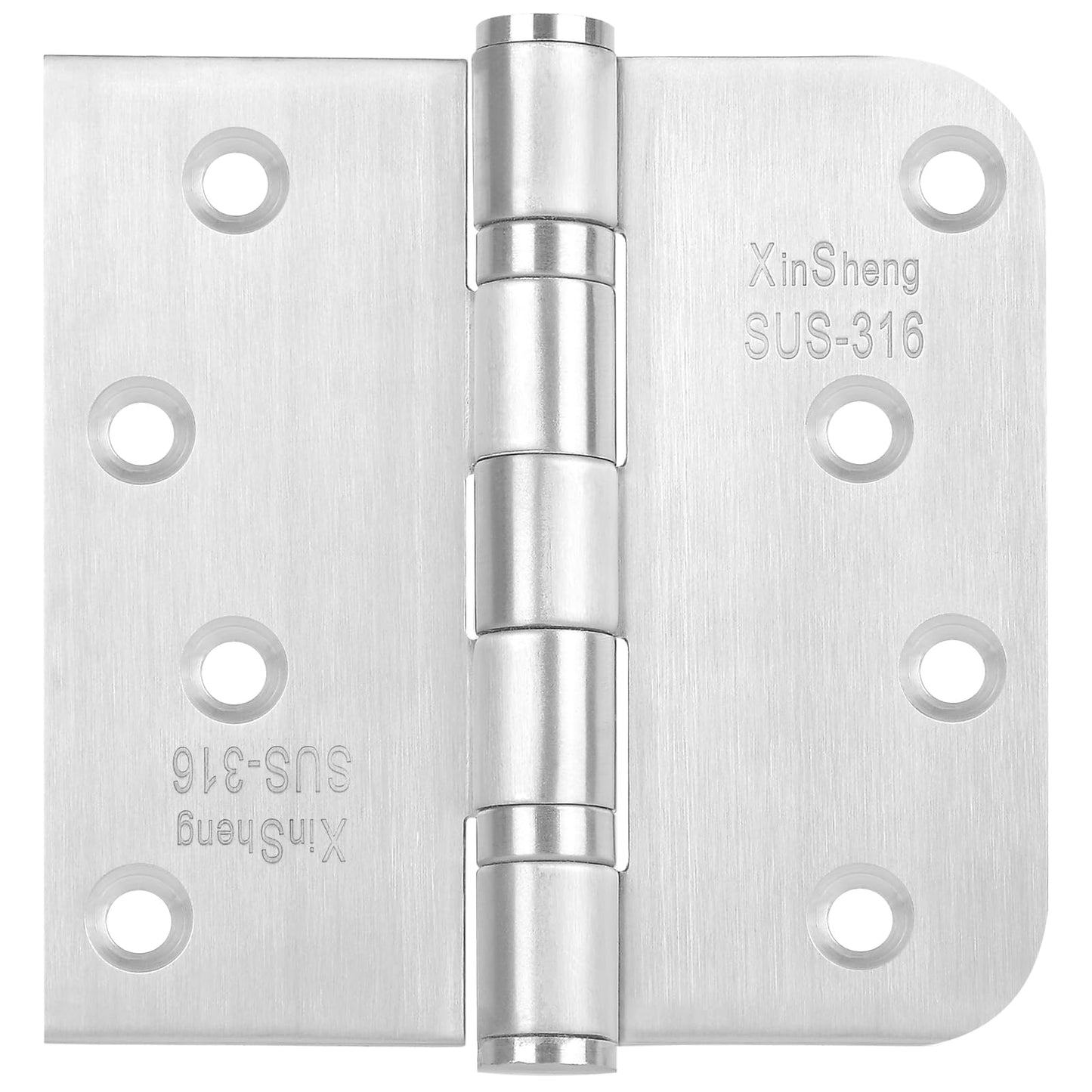 XinSheng 3 Pack 4x4 Inch Full 316 Stainless Steel Door Hinges - Heavy Duty Marine-Grade Rust Proof Ball-Bearing Hinges for High-Salt Environments (5/8 Inch Square Radius)