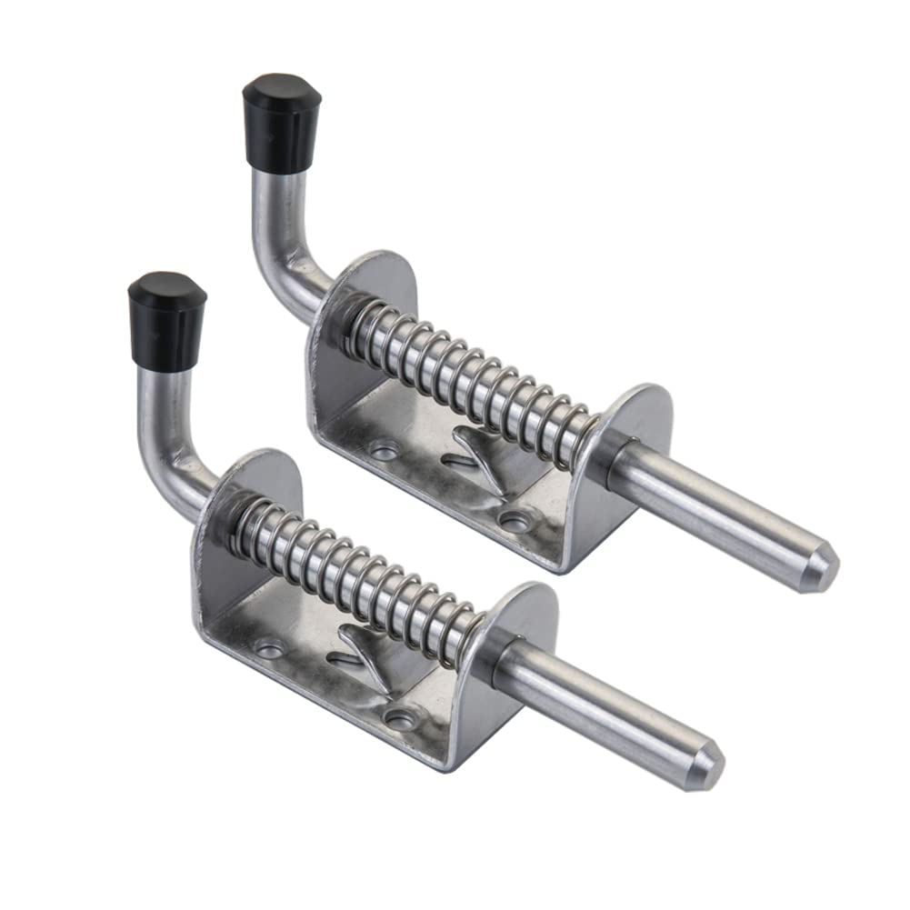 Quality Life Spring Loaded Gate Latch Pin Barrel Bolt 5in Durable 304 Stainless Steel Heavy Duty - 2pcs