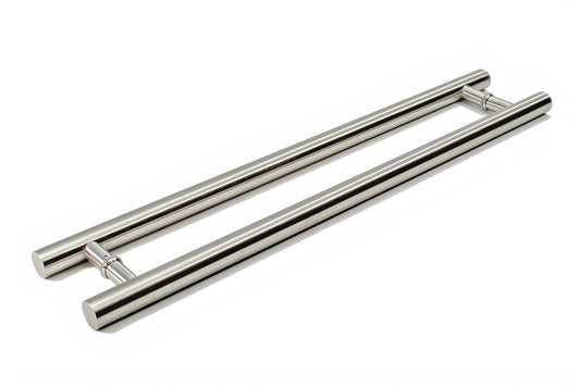 24 Inches Long Back-to-Back Modern Stainless Steel Push Pull Door Handles Brush Nickel Satin Finish, Front Door Handle for Interior Exterior Home Bedroom Bathroom Patio Office Doors, Cylindrical Bar