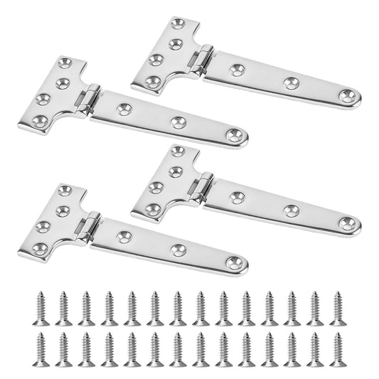 Pyntrax Heavy Duty Stainless Steel T Hinge - Marine Grade 316 Hinges for Boat Hatches, Toolbox, Doors & Gates (6x3 Inch-4 Pack)