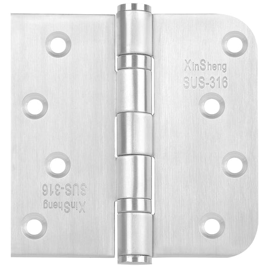 XinSheng 3 Pack 4x4 Inch Full 316 Stainless Steel Door Hinges - Heavy Duty Marine-Grade Rust Proof Ball-Bearing Hinges for High-Salt Environments (5/8 Inch Square Radius)