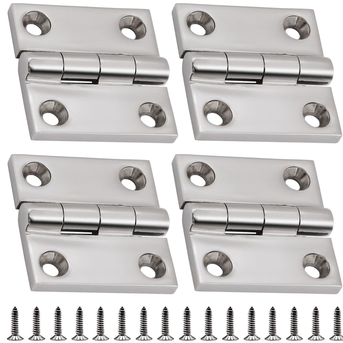 Laorde 316 Stainless Steel Hinges Marine Grade 2" x 2" Heavy Duty Boat Hatch Hinge (50 mm X 50 mm) 4 Pack Casting Cabinet Door Hinge with Screws