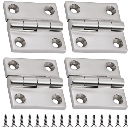 Laorde 316 Stainless Steel Hinges Marine Grade 2" x 2" Heavy Duty Boat Hatch Hinge (50 mm X 50 mm) 4 Pack Casting Cabinet Door Hinge with Screws