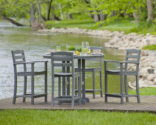 POLYWOOD®  La Casa Café 5-Piece Round Dining Set - All-Weather Outdoor Patio Furniture - HDPE Lumber - Coastal Style Table and 4 Chairs