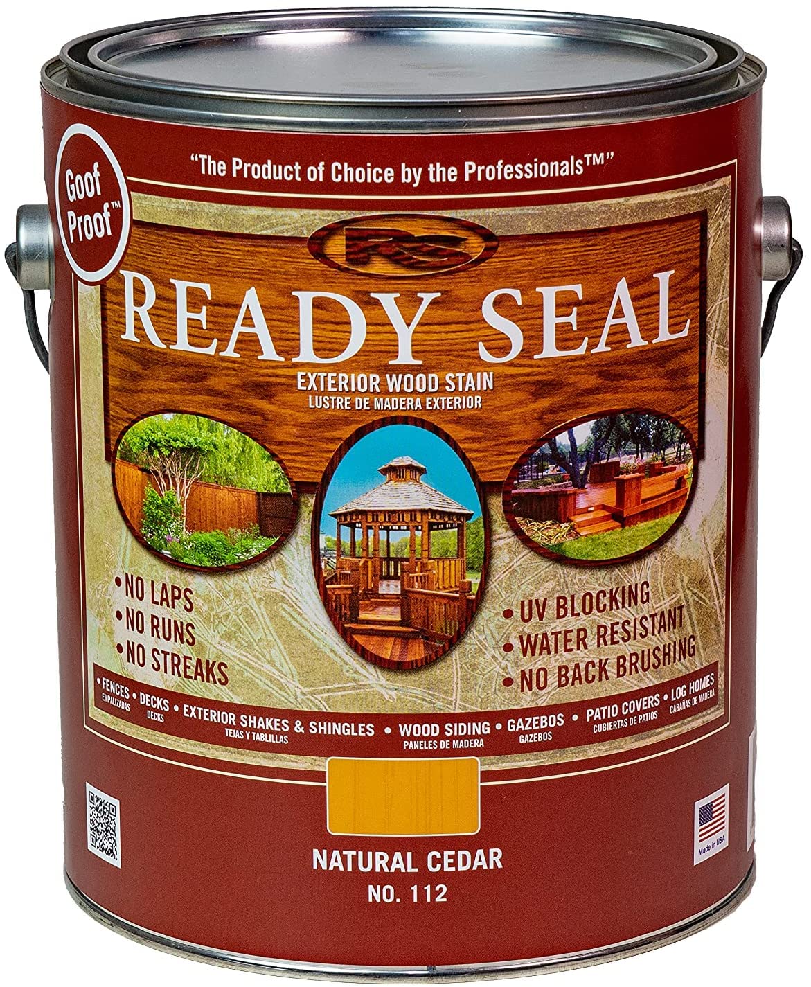 Ready Seal Stain & Sealer for Wood, Outdoor Deck and Fence - All-in-One Exterior Wood Stain and Waterproofing Sealant – Easy to Apply, No Back Brushing Needed, UV Protection - 1 Gallon, Natural Cedar