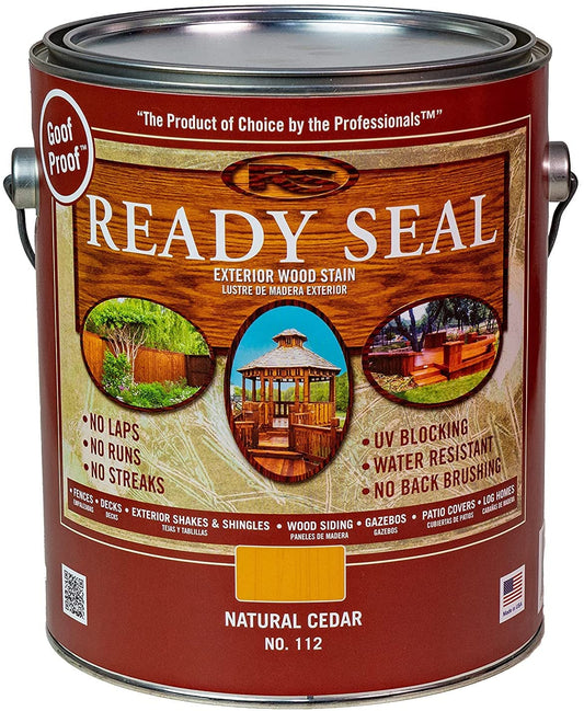 Ready Seal Stain & Sealer for Wood, Outdoor Deck and Fence - All-in-One Exterior Wood Stain and Waterproofing Sealant – Easy to Apply, No Back Brushing Needed, UV Protection - 1 Gallon, Natural Cedar