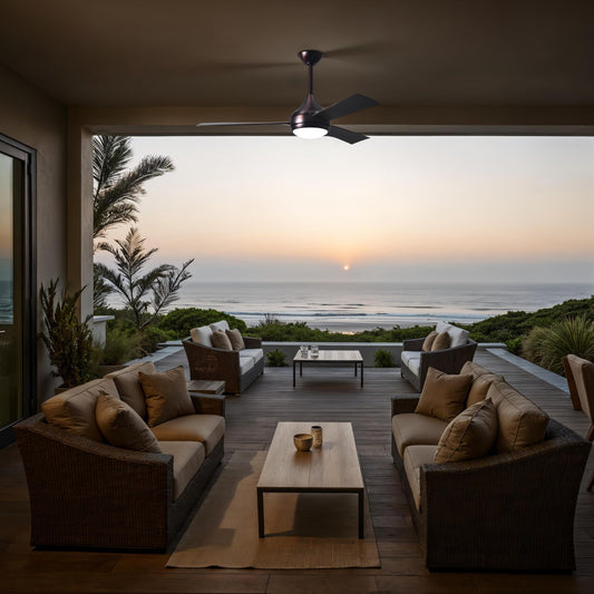 Matthews FBM-DA-BB-BB Donaire Outdoor Wet/Salt Water Rated 52" Marine-Grade Coastal Ceiling Fan with LED Light & Remote, Brushed Bronze