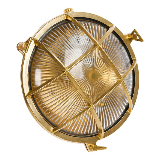 Sunluck Brass Bulkhead Light Grid Round Nautical Wall Lampshade,Ceiling Mount,Sauna Light Waterproof IP54,Rust Resistant,Decoration Cafe,Bar,Porches,Patios,Restaurants